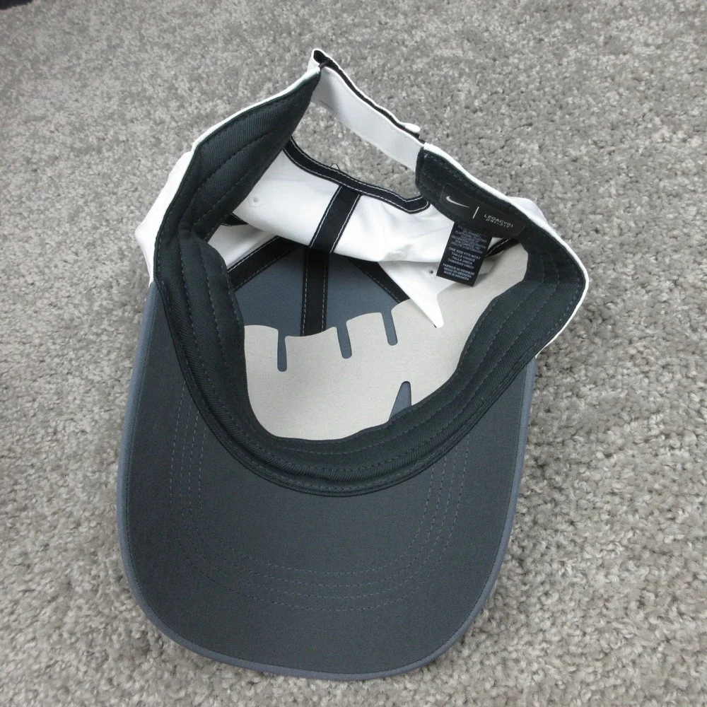 Nike Hat Cap Mens Strap Back Gray White Legacy 91 Drifit Baseball Running NEW